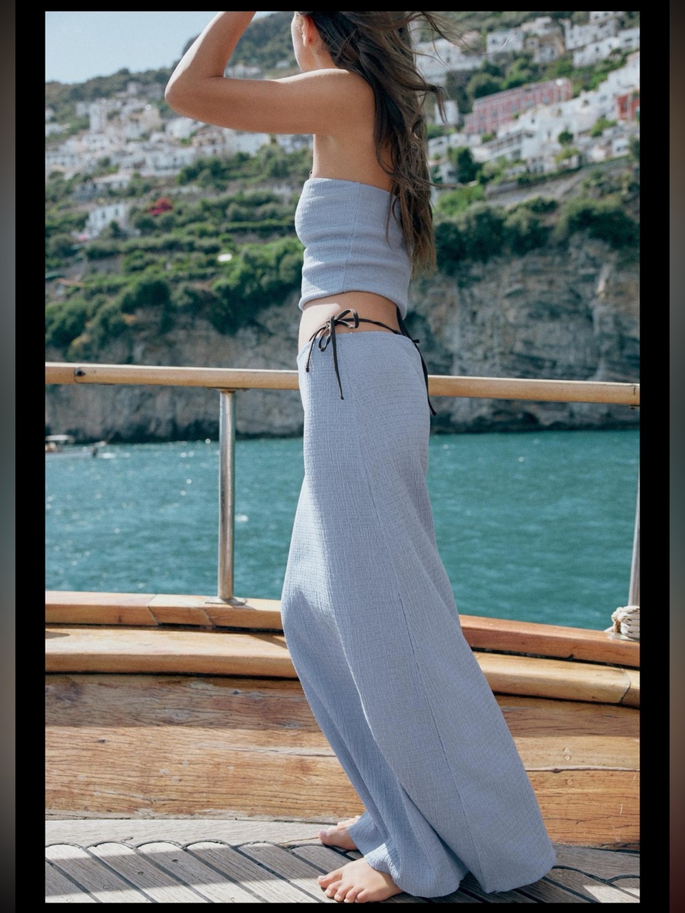 Zara textured long skirt, light blue - Picture 9 of 15